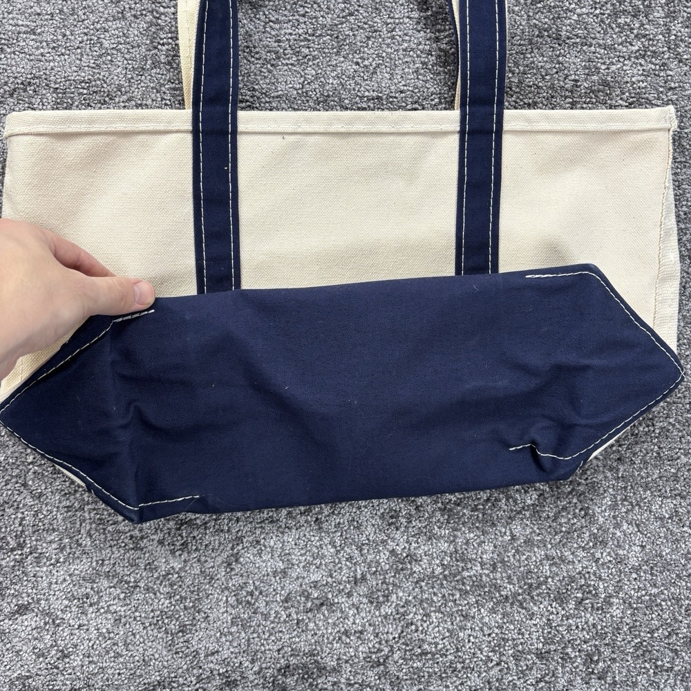 Vintage L.L.Bean Boat And Tote Bag Medium White Blue USA Made El Mirador Sun - Picture 7 of 11